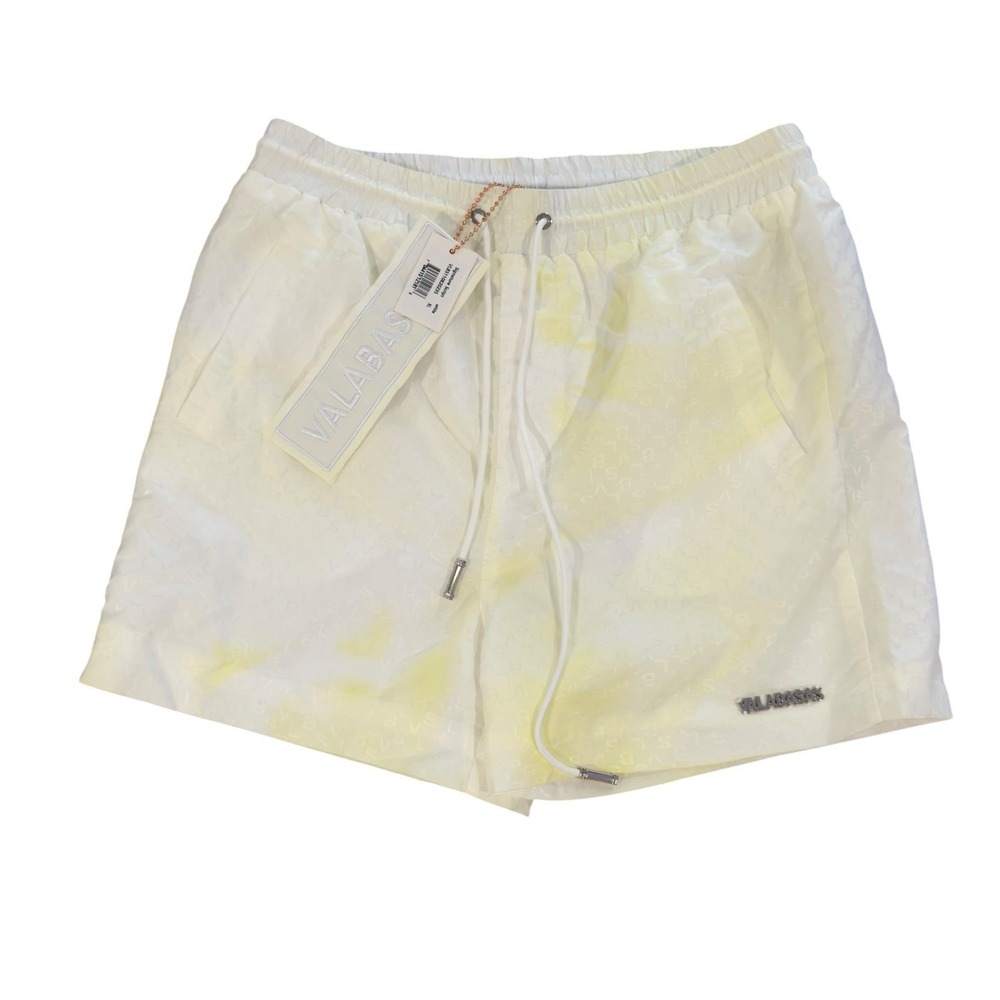 Valabasas NEW Men's Size XL White Signature Script Nylon Drawstringn 3.5" Shorts